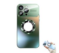 Curranet Lens Protection Hard Case for iPhone, Large Window Leakage Mark Magnetic Phone Case, Anti Fingerprint Matte Phonecase, Full Camera Protection, For 16/15/14promax (Green,For13Pro)