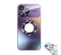 Curranet Lens Protection Hard Case for iPhone, Large Window Leakage Mark Magnetic Phone Case, Anti Fingerprint Matte Phonecase, Full Camera Protection, For 16/15/14promax (Purple,For11ProMax)