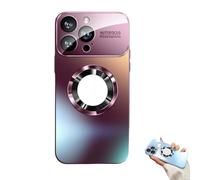 Curranet Lens Protection Hard Case for iPhone, Large Window Leakage Mark Magnetic Phone Case, Anti Fingerprint Matte Phonecase, Full Camera Protection, For 16/15/14promax (Purple Red,For13ProMax)