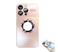 Curranet Lens Protection Hard Case for iPhone, Large Window Leakage Mark Magnetic Phone Case, Anti Fingerprint Matte Phonecase, Full Camera Protection, For 16/15/14promax (Pink,For15Pro)