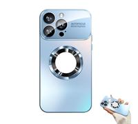 Curranet Lens Protection Hard Case for iPhone, Large Window Leakage Mark Magnetic Phone Case, Anti Fingerprint Matte Phonecase, Full Camera Protection, For 16/15/14promax (Blue,For16)