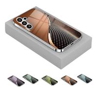 Curranet Scale Pattern Hard Case, Curranet Scale Pattern Hard Case for Samsung, Plating Tempered Glass, for Samsung S25 S24 S23 S22 S21 Series (S23ultra,Brown)