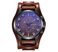 CURREN 8225 Reloj de Pulsera para Hombre Reloj de Pulsera de Cuero de Cuarzo Militar de Lujo Deportivo Reloj de Hombre marrón