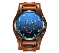 CURREN 8225 Reloj para Hombres Reloj Deportivo de Pulsera de Cuero de Cuarzo Militar de Lujo Negro Marca Sport Male Clock
