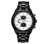 CURREN Reloj de pulsera analógico de cuarzo de acero inoxidable impermeable para hombre, negro, pulsera