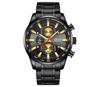 CURREN Reloj de pulsera para hombre con múltiples zonas horarias, visualización de fecha, acero inoxidable, color negro, 8351, pulsera