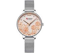 CURREN Reloj de pulsera para mujer, correa de acero inoxidable, reloj de pulsera para mujer, reloj de cuarzo elegante, Plateado y blanco., pulsera