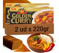 Curry Japones en Pastilla, Pastillas de Golden Curry, Pasta curry japonés Picante, Elaborado con 35 especias diferentes, Apto para elaborar unas 12 raciones, Picante, Contiene 440 gr
