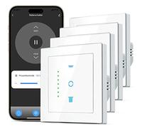 CURRYSMARTER - Interruptor de persiana wifi, 6.ª generación, con led controlable, temporizador inteligente, requiere conductor neutro, control de persianas compatible con Echo Alexa/Google, 4 unidades