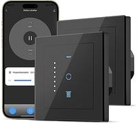 CURRYSMARTER - Interruptor de persiana wifi, 6.ª generación, con led controlable, temporizador inteligente, requiere conductor neutro, compatible con Echo Alexa/Google, 2 unidades, color negro