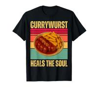 Currywurst Cura el Alma Divertido Retro alemán Comida Juego de Palabras Foodie Camiseta