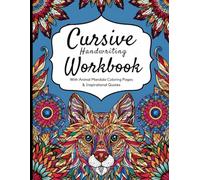 Cursive Handwriting Workbook: With Animal Mandala Coloring Pages