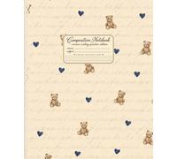 Cursive Practice Notebook: 150 Cursive Handwriting Practice Lined Pages | 7.5" x 9.25" | Vintage Teddy Bear & Navy Heart Edition