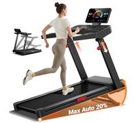 CURSOR Cinta de Correr Plegable con Inclinación Automática 20%, 14 KM/H Caminadora Eléctrica con Consola Ajustable en 4 Niveles, 3,5 CV Cinta de Andar con Pantalla LED, 180KG, Fácil Transporte
