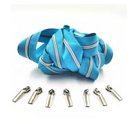 cursores de metálicas Rollos de cremalleras dientes dorados y plateados 3#5 metros con deslizador cremallera 10 piezas for accesorios costura a medida(Silver Lake Blue)