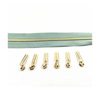 cursores de metálicas Rollos de cremalleras dientes dorados y plateados 3#5 metros con deslizador cremallera 10 piezas for accesorios costura a medida(Gold light green)