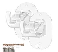 Curtain Pole Holders No Drilling | No Drilliing Curtains Rod Hook Holder Brackets | Self-Adhesive Curtaiin Clip | Multipurpose Shroud Rod Hooks N0o Nails for Bathroom, Bedroom, Black