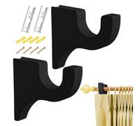 Curtain Rod - 5.63x4.76x0.98 inches Wardrobe Rods, Heavy Duty Drape RodHolder, 2 Pieces Wood Window Reliable Performance Hardware Mount | Portable Drapes RodHolders for Ceiling Shower Closet Room Ba