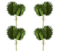 CURTEK 4 Paquetes de Hojas de Palma Artificiales, Plantas de un Solo Tallo, Hojas de Palmera Tropical, Hojas Verdes, Plantas de Palma Falsas, para el hogar, jardín, Fiesta Hawaiana decoración