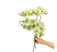 CURTEK Paquete de 4 flores artificiales de látex de tacto real Phalaenopsis de 17.7 pulgadas, ramos de tallo de orquídeas artificiales para bodas, fiestas, decoración del hogar y jardín (verde)