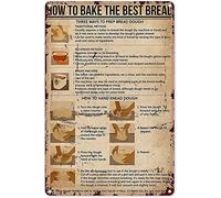 Curteny Cartel de metal con texto en inglés "Baking Knowledge, How to Bake The Best Bread Fun Home" para bar, cocina, cafetería, granja, decoración para colgar en la pared, 14 x 20 cm