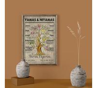 Curteny Cartel de metal vintage con decoración de Yamas y Niyamas, póster de yoga de ocho extremidades, póster de posturas de yoga, arte de pared de guía de yoga, impresión de yoga para práctica en