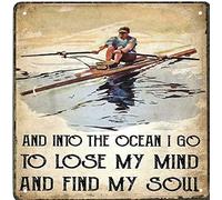 Curteny Cartel de pared vintage con placa de metal para remo Lose My Mind Sailing Boat Vintage Remo Art Wall Decor Poster Funny Home Wall Decor Retro Farmhouse Man Cave Bar Signos Decoración de pared
