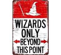 Curteny Letrero de metal retro con texto en inglés "Wizards only Beyond This Point", cartel de estaño vintage para bar, música, club, hombre, cueva, habitación, decoración de pared, 5.5 x 8 pulgadas