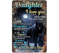 Curteny Letrero de metal vintage de estaño para decoración con texto en inglés «To My Daughter When You Need Me I'll Step Out of The Shadows Wolf» para pub, club, bar, restaurante, cafetería, arte