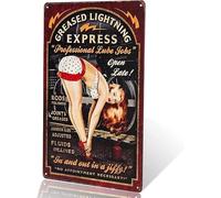 Curteny Letrero retro de chica pin-up - 8 x 12 pulgadas - "Professional Lube Jobs" - Montaje en pared - ideal para el hogar, bar o garaje
