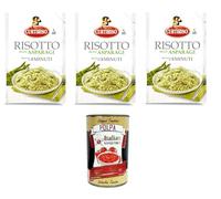 Curtiriso Risotto Agli Asparagi Spargelrisotto está listo en 8 minutos, 3 x 175 gr + Polpa italiana gourmet 400 g