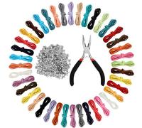 Curtzy 40 Pieces 1m x 3mm Leather Cord Suede String with 200 Pieces Cord Ends For Bracelet, Necklace, Key Rings, Jewellery, and Gift Making DIY Crafts