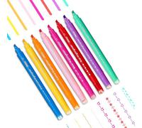 Curva Secado Rápido Marcador Estudiantil Fluorescente, 10 pcs Bolígrafos Curvos de Colores tomar notas, Marcadores de Punta Doble Para Notas, Tarjetas de Regalo, Pintura