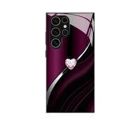 Curve Double Heart Hard Case for Samsung, Sparkling Heart Hard Case for Samsung 21/22/23/24/25/26 Series, Full-Coverage Drop Protection Phones Cases (Purple,S23 FE)