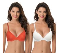 Curve Muse De las Mujeres Talla Extra Cobertura Completa Acolchado Sujetador con Aros - Paquete de 2-Marfil, Fuego-95B