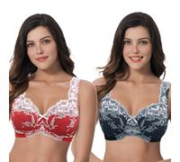 Curve Muse EU90008, Sujetador Reductor Mujer, Schwarz, Rot(2er Pack),