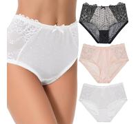 Curve Muse Mujeres Talla Grande Braguitas modeladoras Tipo Hipster Braguitas de Encaje Ropa Interior Paquete de 3-Negro,Blanco,Nude-42/44