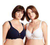 Curve Muse Sujetador Aros Ligeramente forrado-x2-Iris Negro,Crema-110C