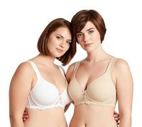 Curve Muse Sujetador Aros Ligeramente forrado-x2-Nude,White-90C