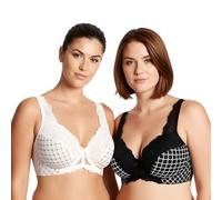 Curve Muse Sujetador Reductor Aros Sin relleno-x2-Blanco,Negro-115E