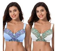 Curve Muse Talla Grande para Mujer,minimizador,inalámbrico,Sujetador sin Forro con Encaje Bordado-Paquete de 2-Suero De La Leche,Serenidad-120D-V2