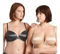 Curve Muse Tallas Grandes +1,5 Taza Sujetadores con Aros-x2 | Media copa, Push Up, Acolchado, Balconette, Transpirable, Tirantes ajustables