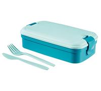 Curver 00768-b36 - 00 Lunch & Go - Caja de Almuerzo con Cubiertos de plástico, Azul, 23,5 x 13,5 x 6,3 cm