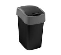 Curver 02170 de y09 - 00, Cubo de la basura multiusos para papelera Flip ,10 L, plástico, Negro/Gris, 19x24x35cm