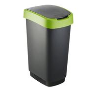 Curver 02170-P 80-00 contenedor de residuos con Solapa, 10 L, Plata/Verde