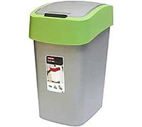 Curver 02171-P 80-00 contenedor de residuos con Solapa, 25 L, Plata/Verde