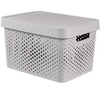 CURVER 04742 - 099 - 00 Infinity Puntos Caja de almacenaje con Tapa plástico Gris Clair 36,3 x 27 x 22,2 cm, 17 L