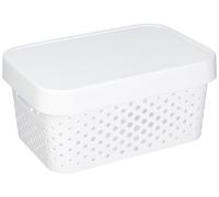 Curver 04760-N23-00 Infinity Points - Caja de Almacenamiento con Tapa de plástico, Color Blanco 26,8 x 18,6 x 12,4 cm, 4,5 L, Color Blanco