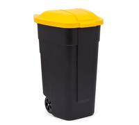 Curver 110 ltr cubo contenedor aire libre negro con tapa amarilla
