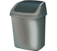 Curver Papelera 167908 – 30,6 x 24,8 x 41,8 cm, polipropileno, plateado y negro